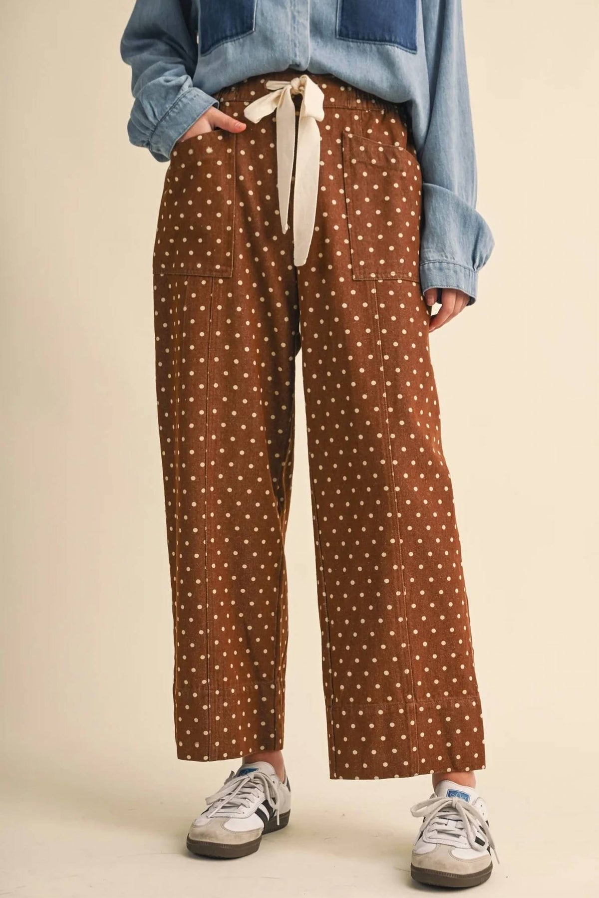 &Merci - Polka Dot Wide Leg Cropped Pants