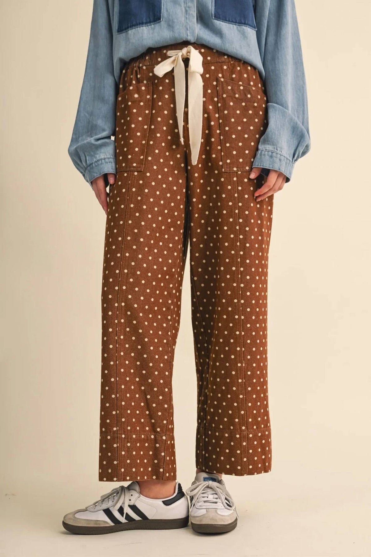 &Merci - Polka Dot Wide Leg Cropped Pants