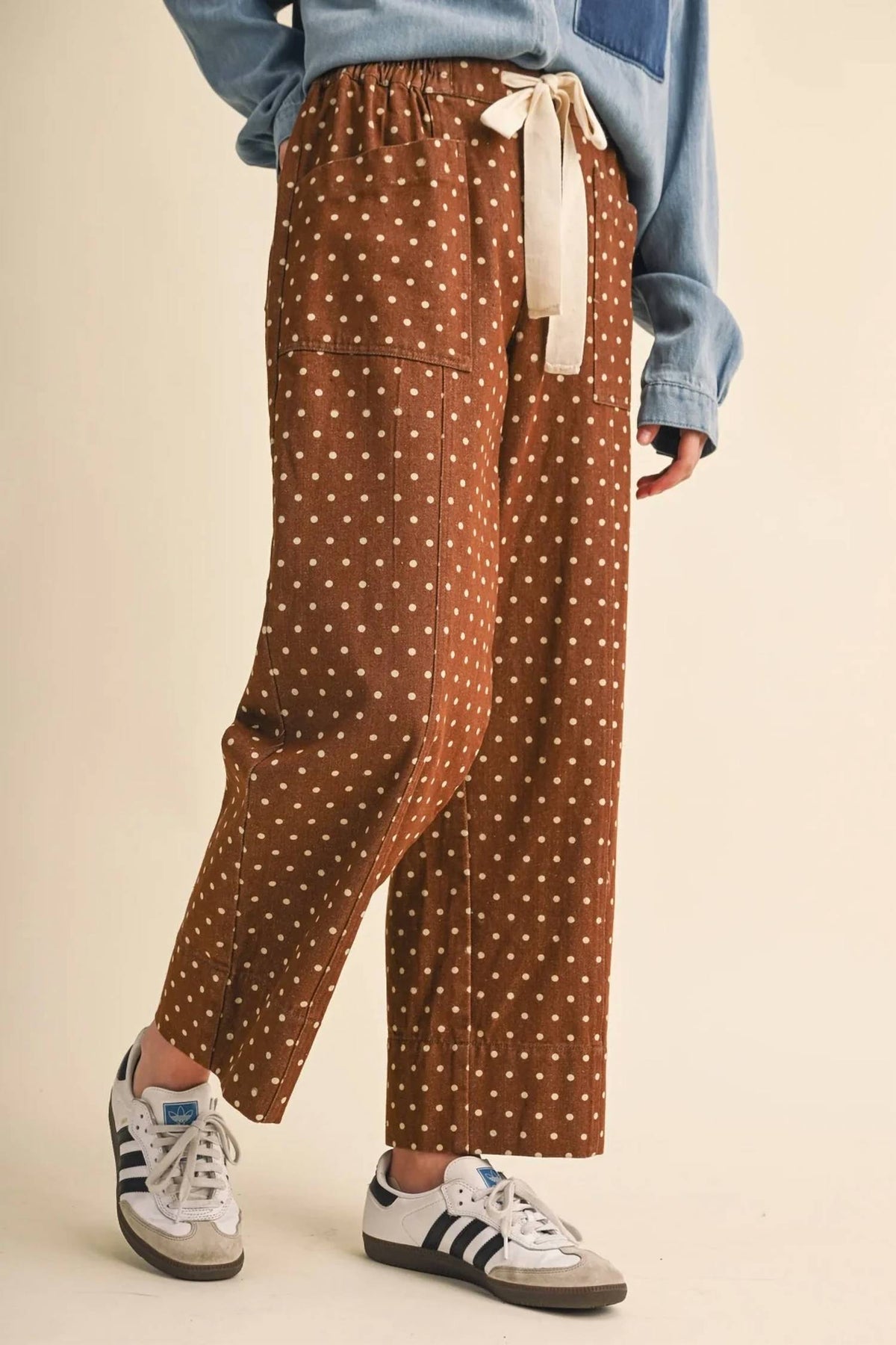 &Merci - Polka Dot Wide Leg Cropped Pants