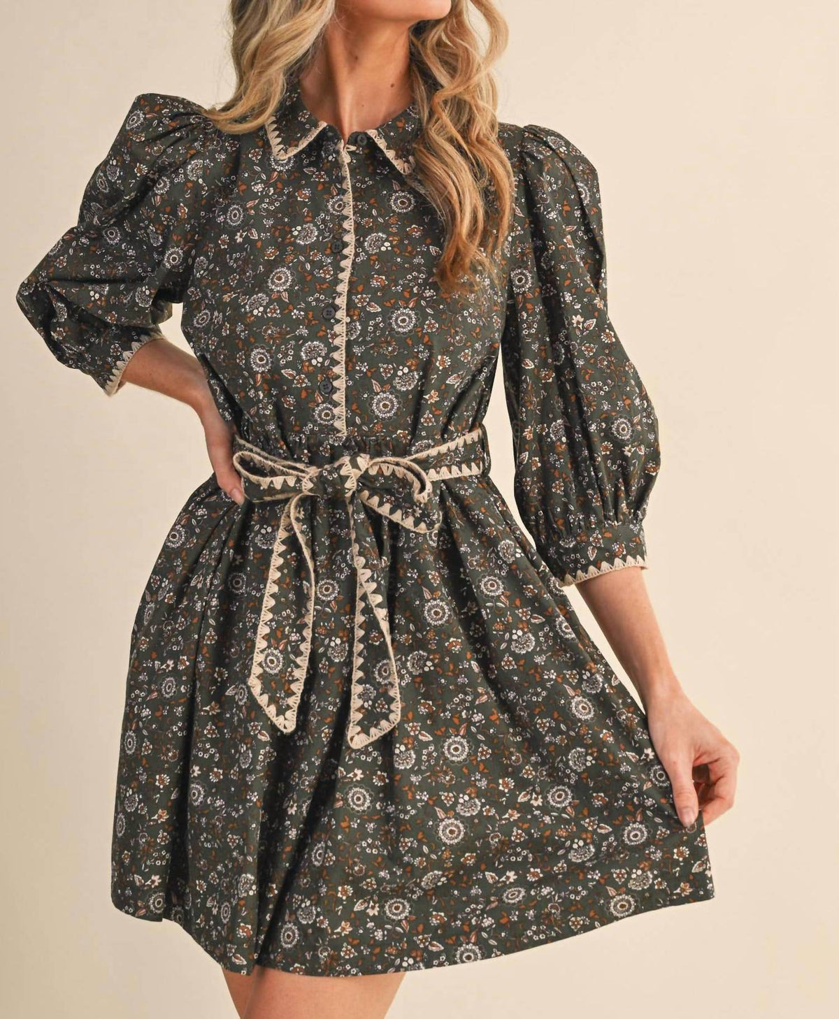 &Merci - Puff Sleeve Floral Mini Dress
