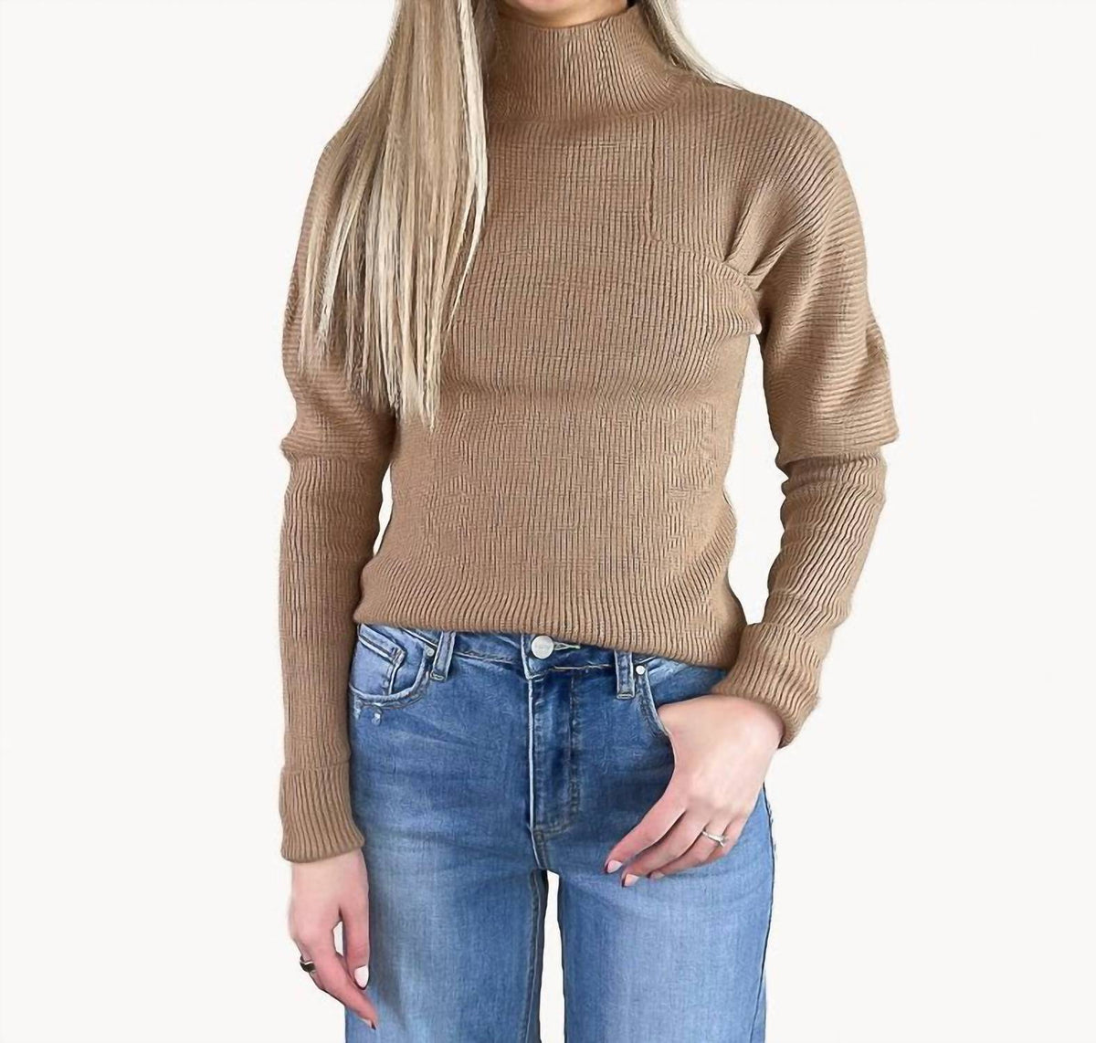&Merci - Ribbed Mock Neck Sweater