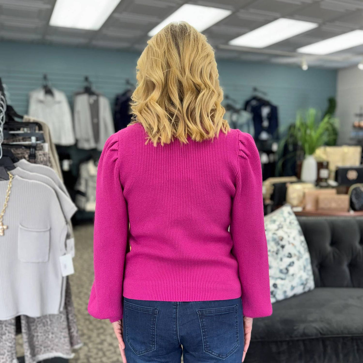 &Merci - Ribbed Puff Sleeve Sweater