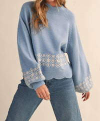 &Merci - Scalloped Mock Neck Sweater