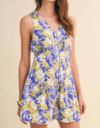 &Merci - Tropical Floral Pleated Romper
