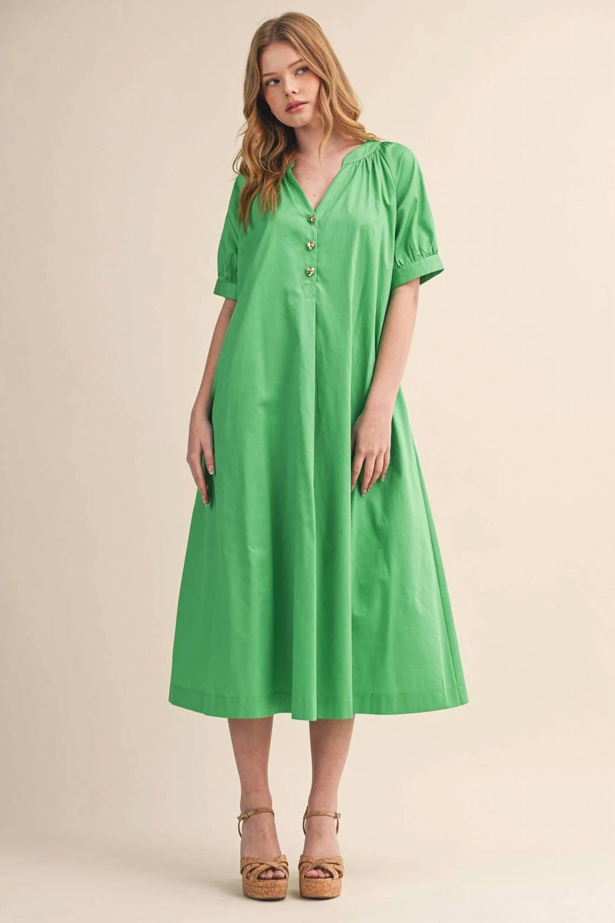 &Merci - V-neck Button Front Dress