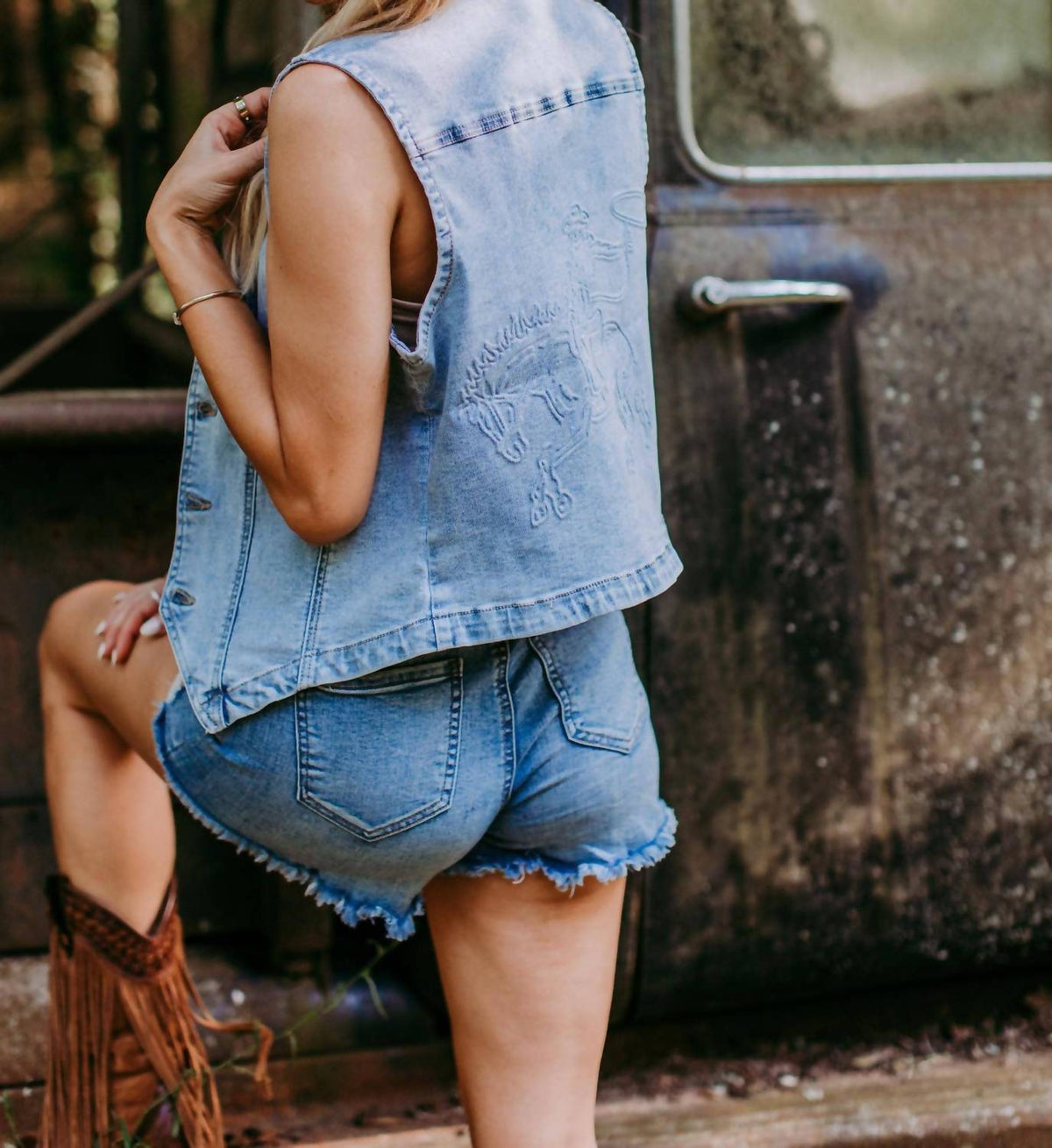 Merigold Kiss - Sterling Embossed Denim Vest