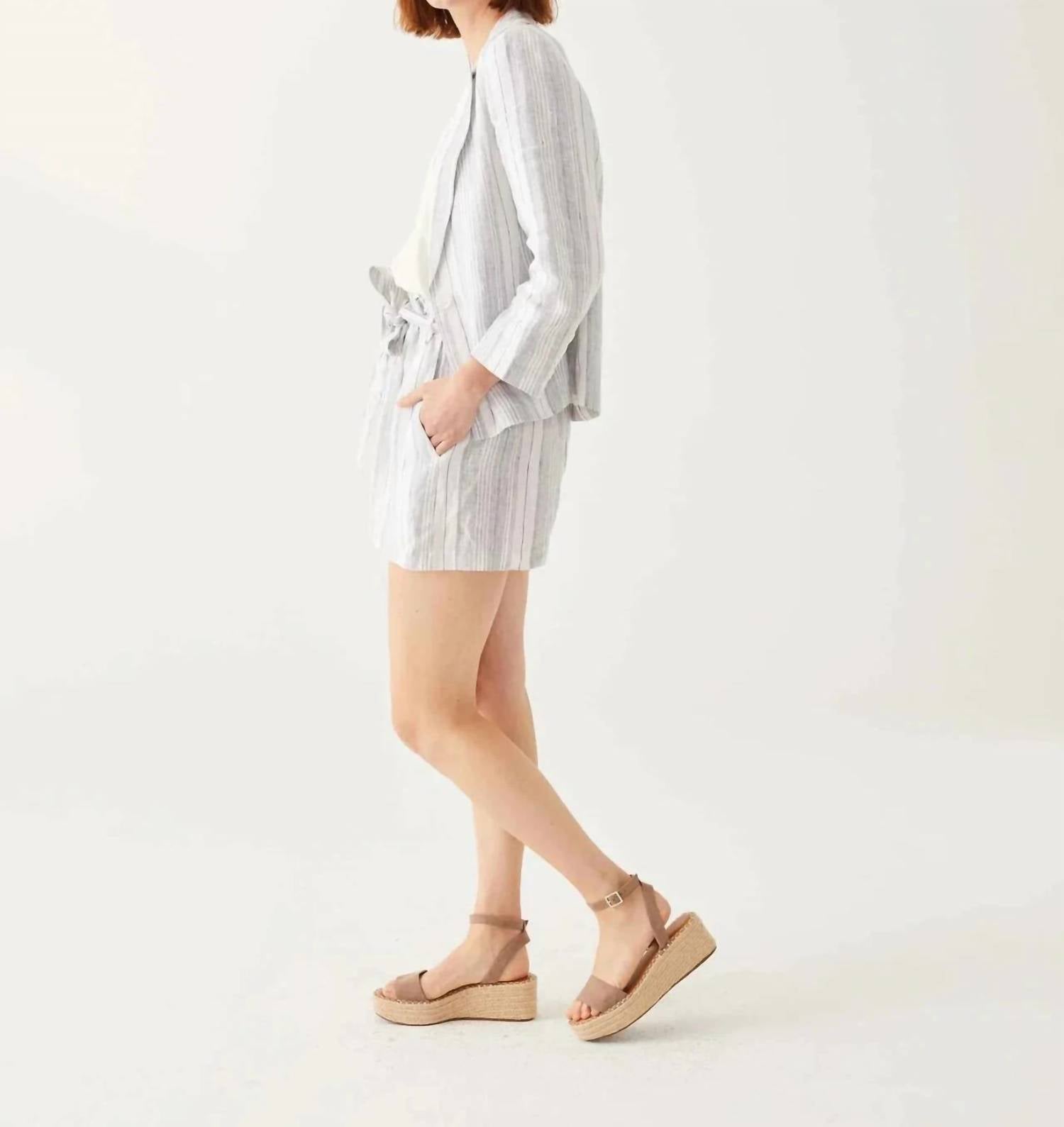 Mersea - Como Linen Short - blue - clothing - high - waist