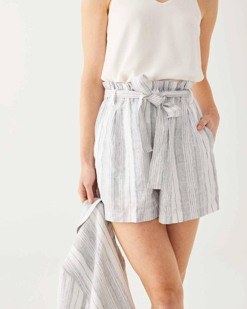 Mersea - Como Linen Short - blue - clothing - high - waist