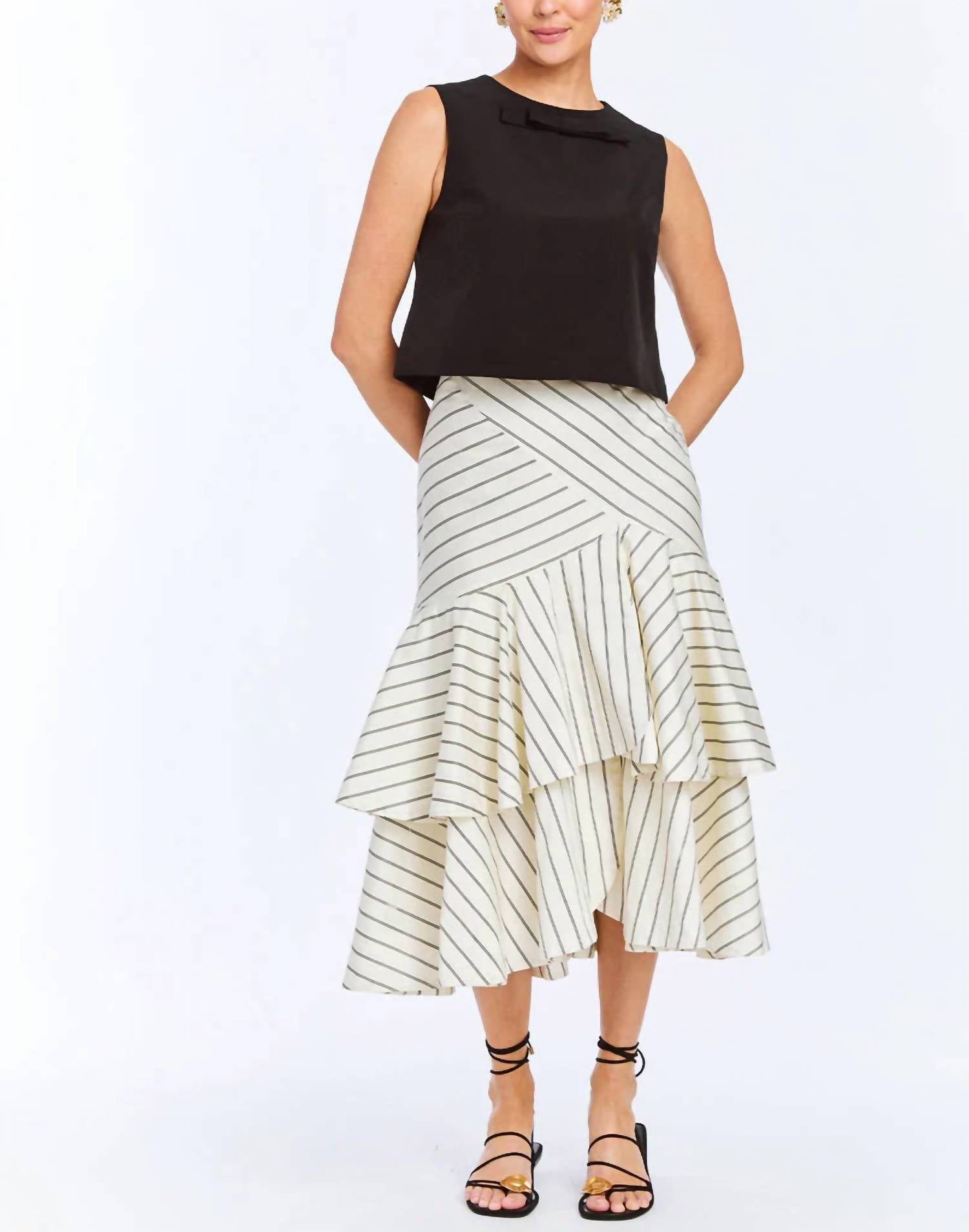 Mestiza New York - Feonia Pin Striped Skirt - clothing - cotton - long - skirts