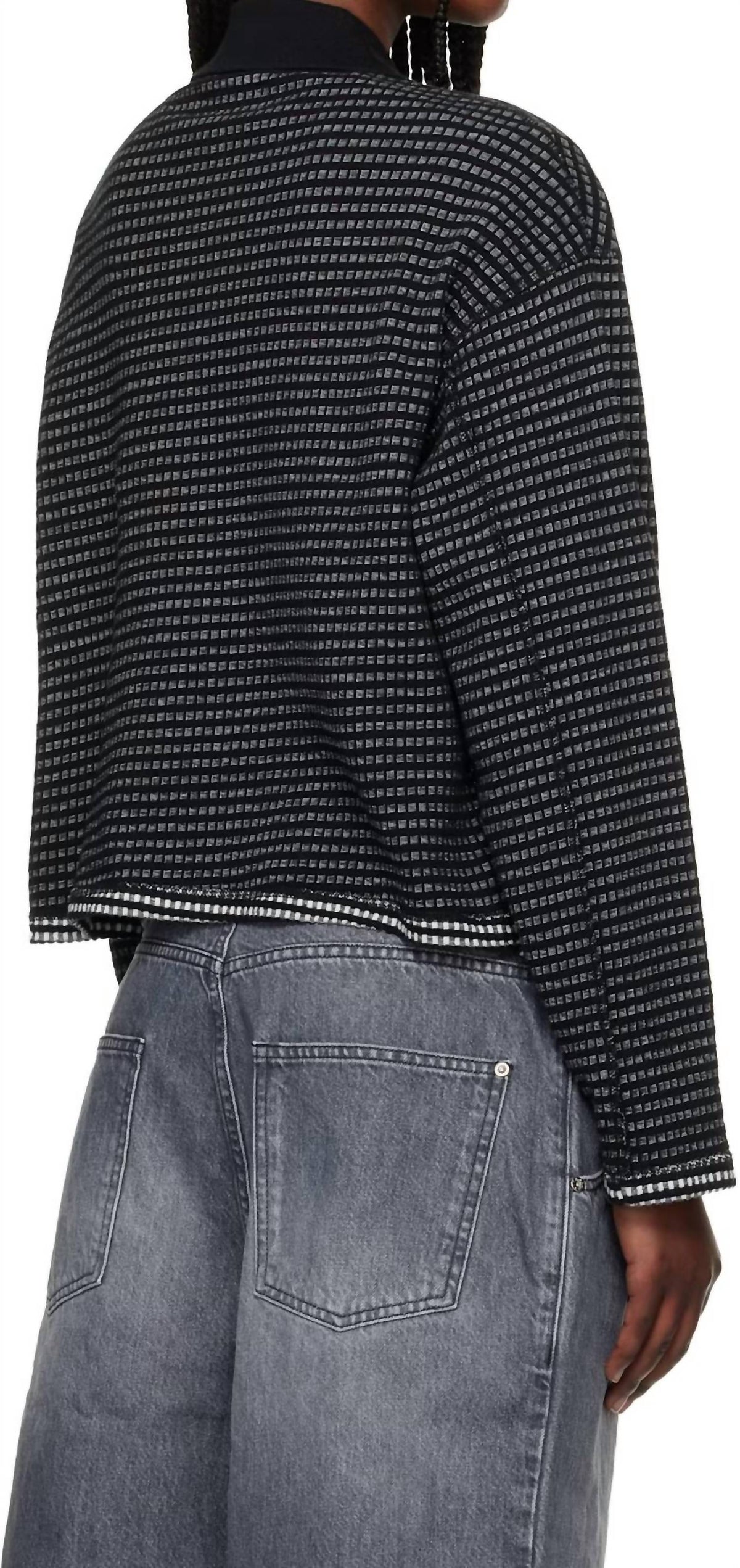 Mfpen - Check Cropped Long Sleeve Polo