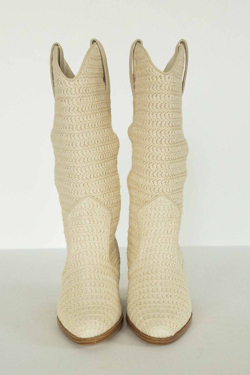 Mia Shoes - Women's Jenah Leather Raffia Boots - beige - heeled - boots - shoes