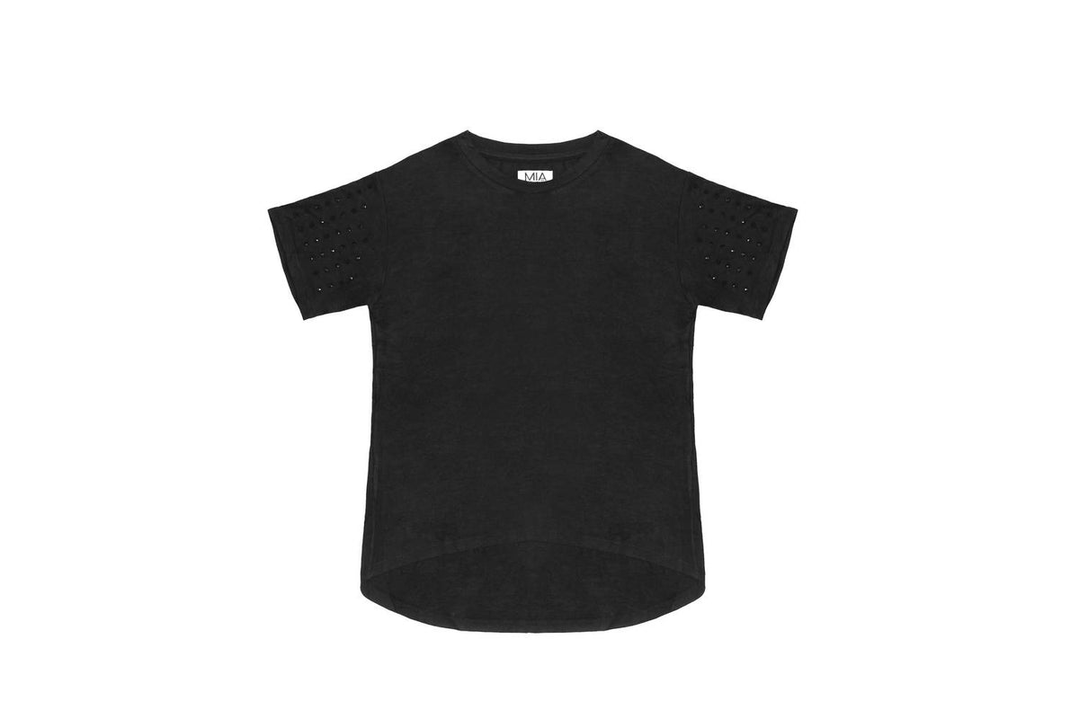 Mia - Women's Studded Short Sleeve Tee