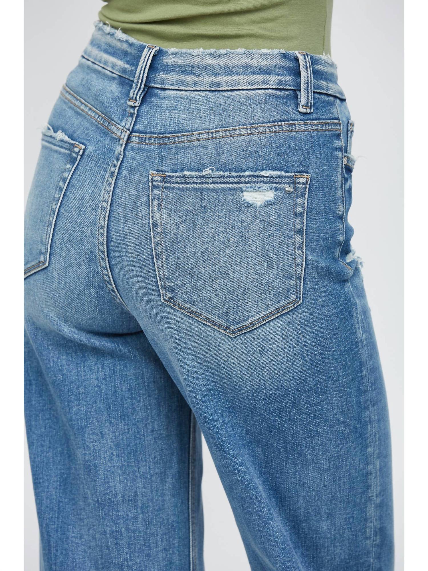 Mica Denim - Festival Stretch Super High Rise Wide Leg Jean - blue - clothing - cotton - blend