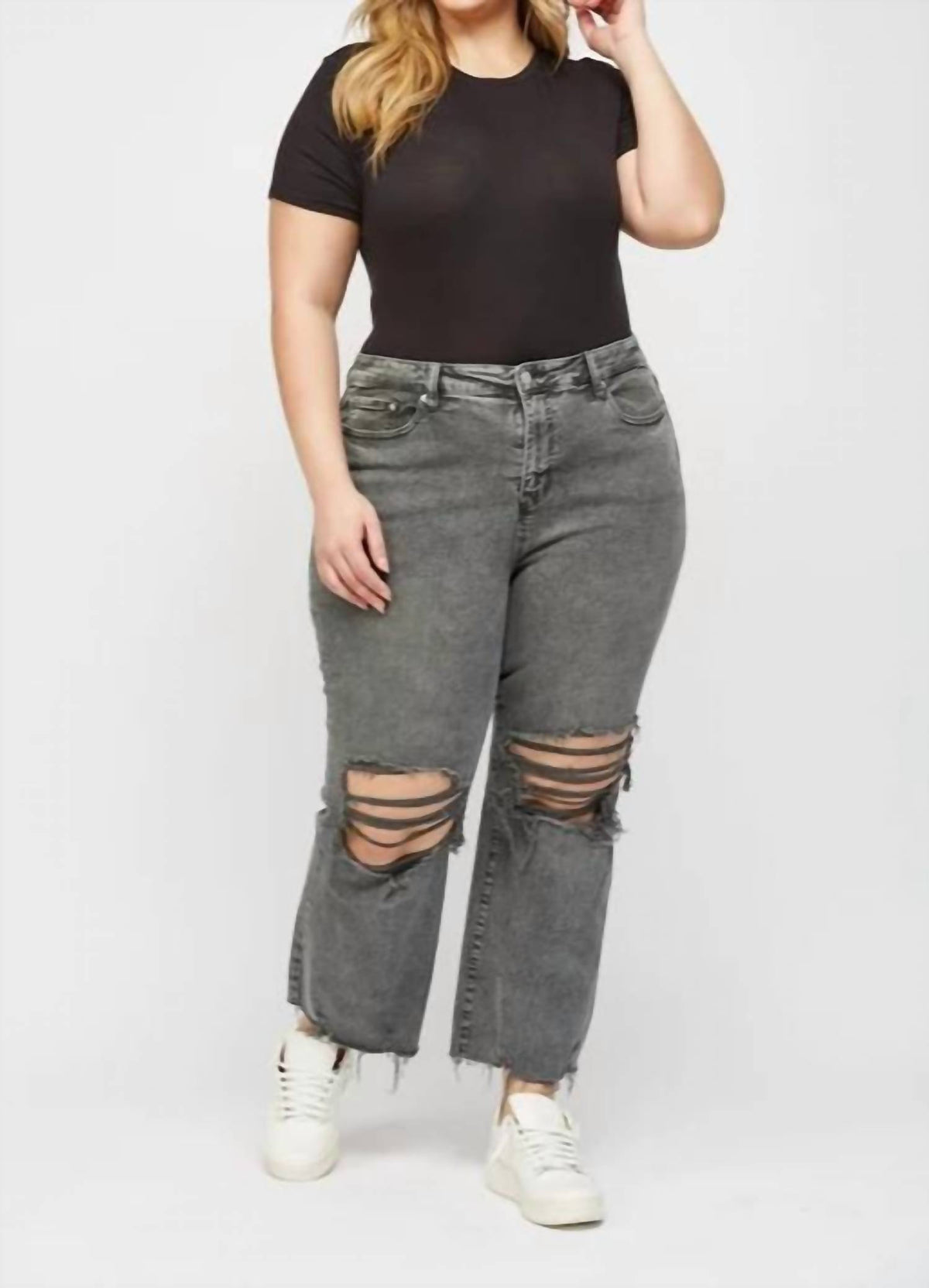 Mica Denim - Mia Distressed High Rise Plus Jeans