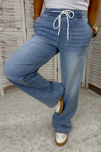 Mica Denim - Women's High Rise Drawstring Jeans