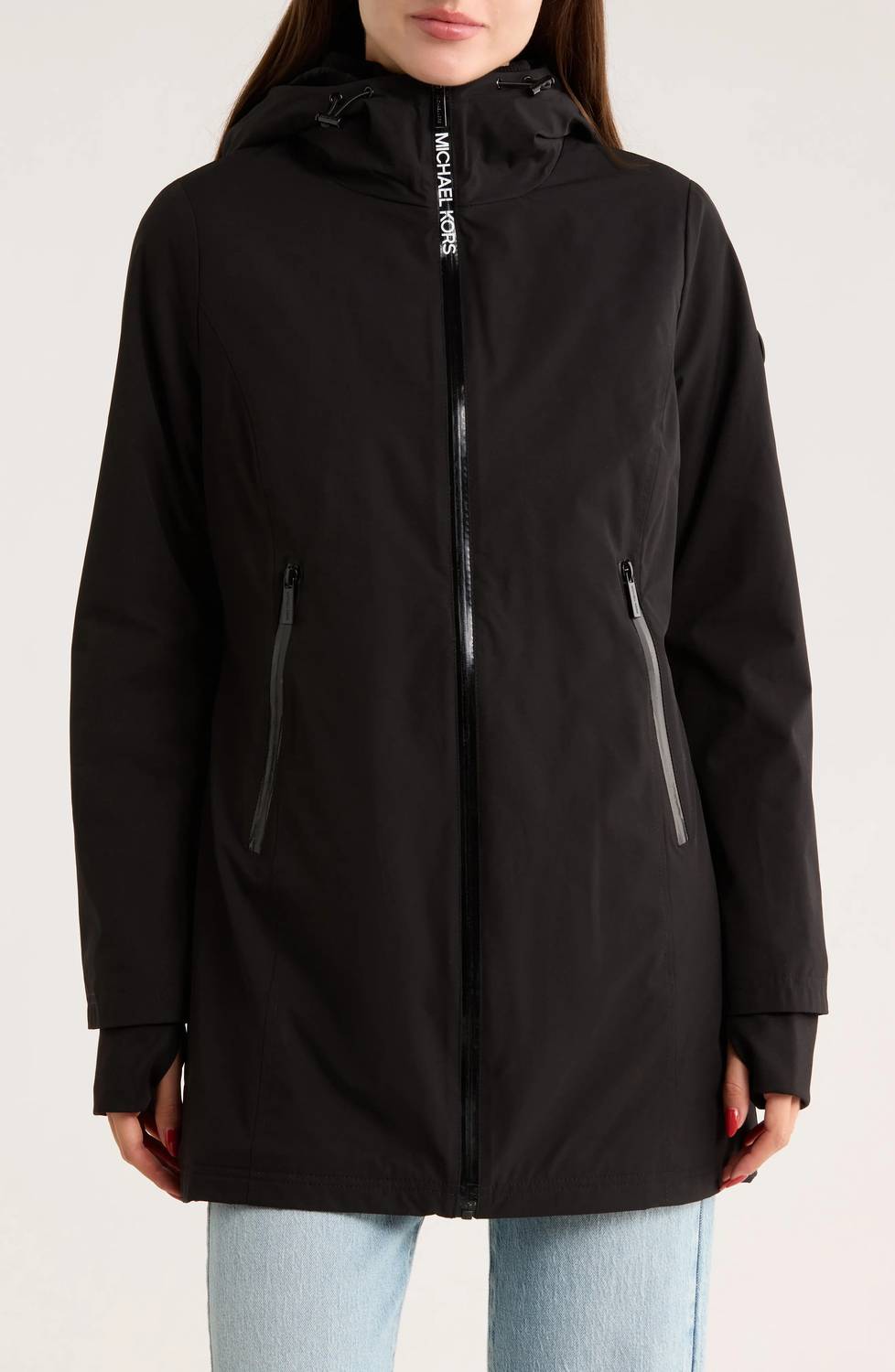 Michael Kors - Hooded Softshell Full Zip Polyester Coat