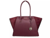 Michael Kors - Women's Avril Suede Leather Top Zip Satchel Bag - bags - handbags - red