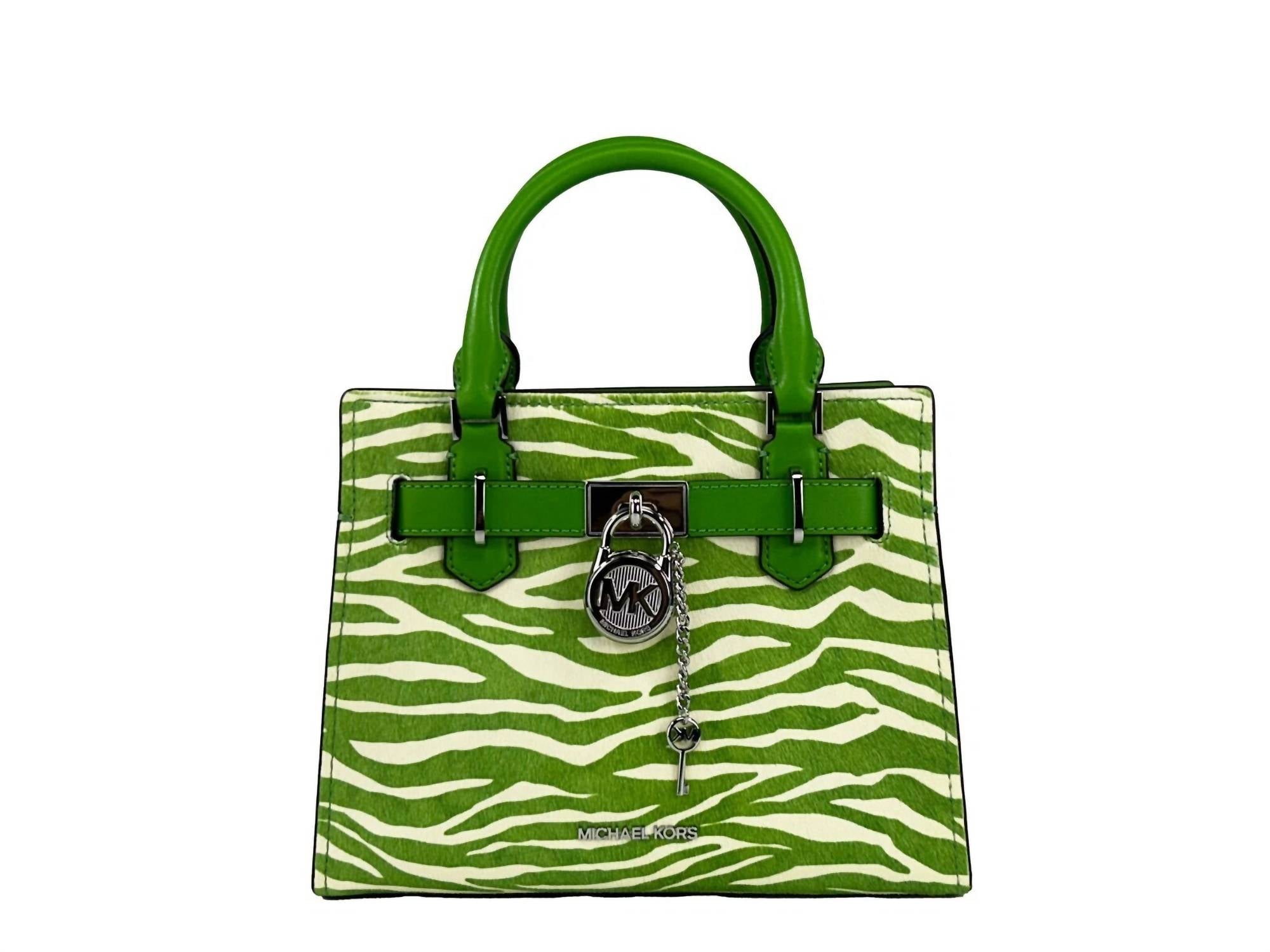 Michael Kors - Women's Hamilton Leather Zebra Print Satchel Crossbody - bags - crossbody - bags - green