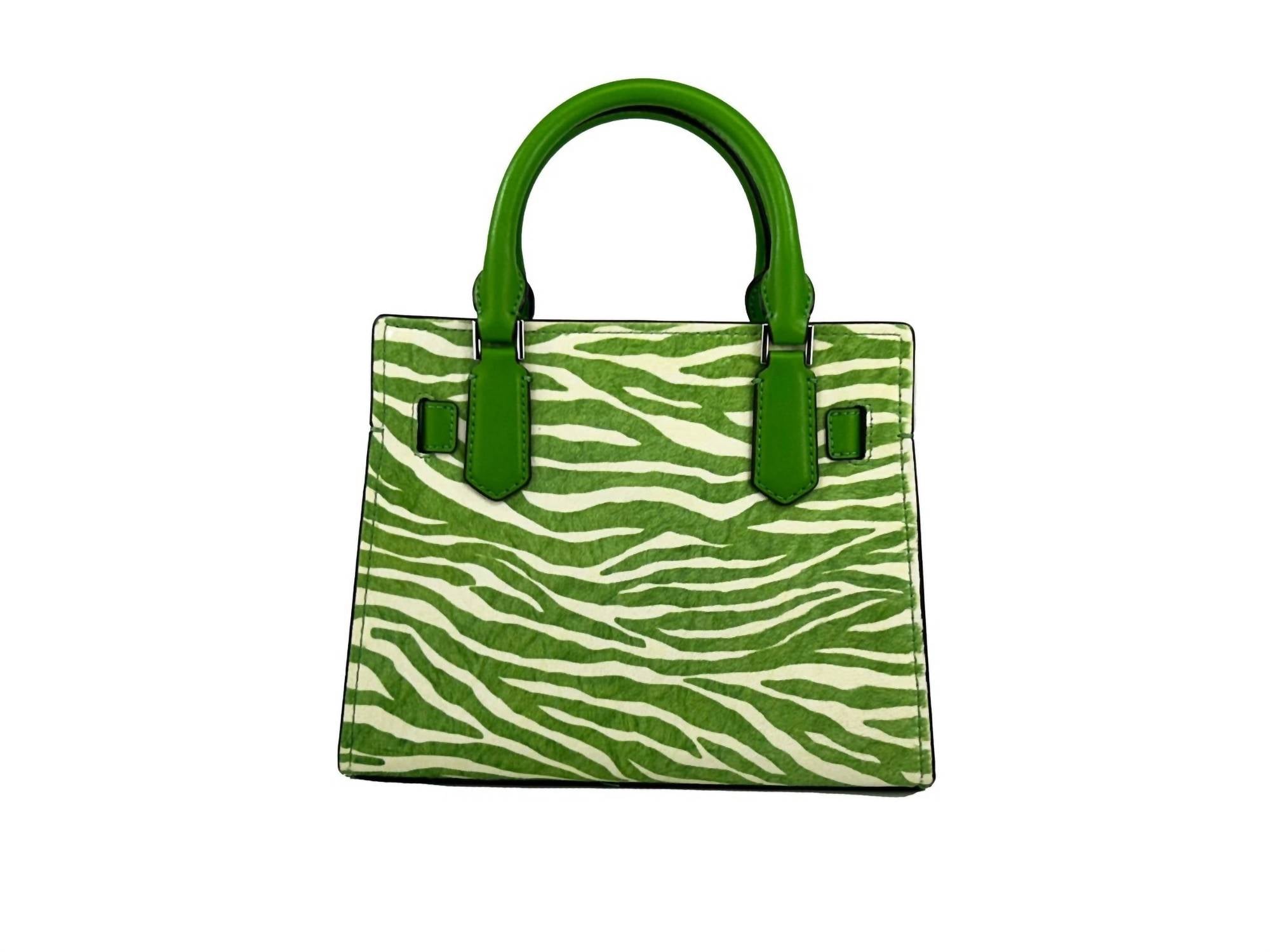 Michael Kors - Women's Hamilton Leather Zebra Print Satchel Crossbody - bags - crossbody - bags - green