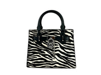 Michael Kors - Women's Hamilton Leather Zebra Print Satchel Crossbody - bags - black - crossbody - bags