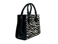 Michael Kors - Women's Hamilton Leather Zebra Print Satchel Crossbody - bags - black - crossbody - bags