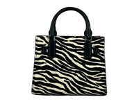 Michael Kors - Women's Hamilton Leather Zebra Print Satchel Crossbody - bags - black - crossbody - bags