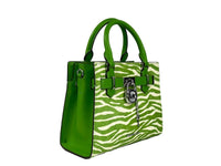Michael Kors - Women's Hamilton Leather Zebra Print Satchel Crossbody - bags - crossbody - bags - green