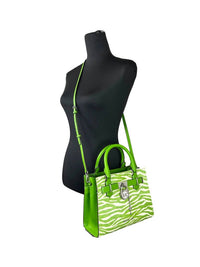 Michael Kors - Women's Hamilton Leather Zebra Print Satchel Crossbody - bags - crossbody - bags - green
