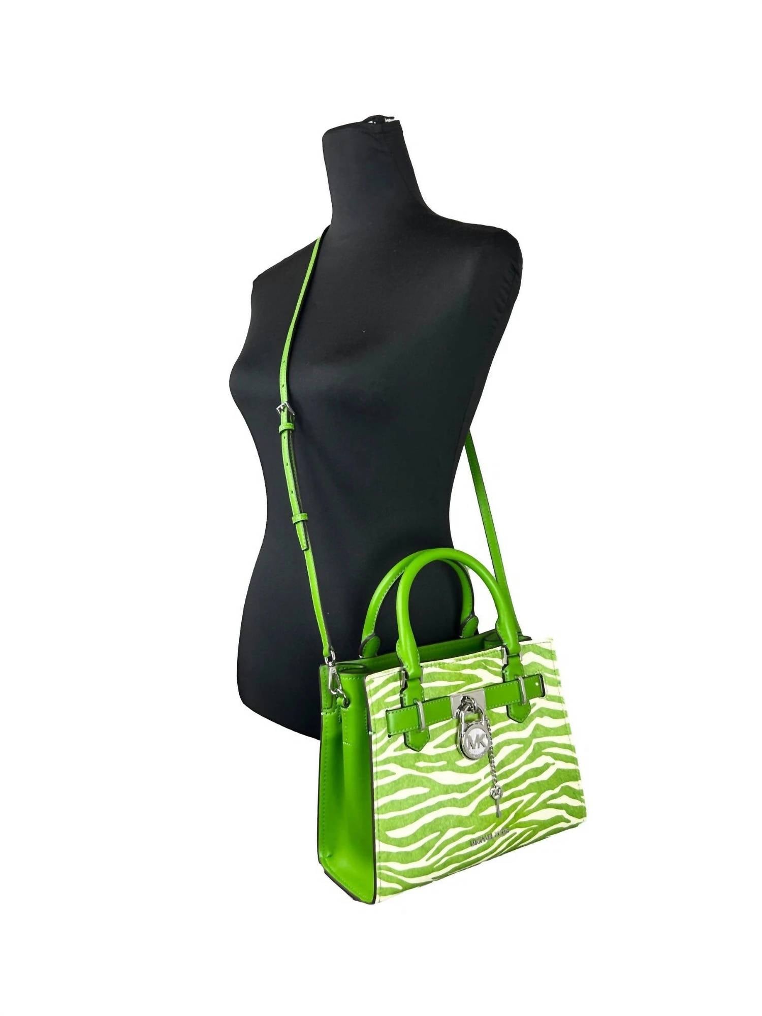 Michael Kors - Women's Hamilton Leather Zebra Print Satchel Crossbody - bags - crossbody - bags - green
