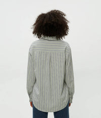 Michael Stars - Beau Oversized Button Down - seacrest Stripe - button - down - shirts - clothing - cotton