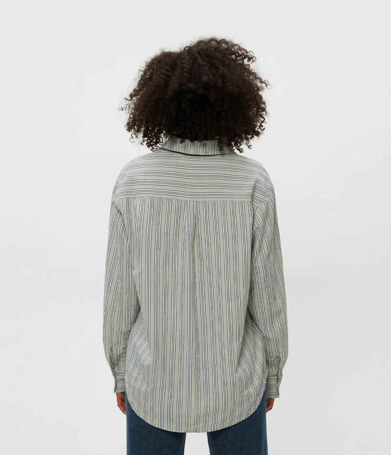 Michael Stars - Beau Oversized Button Down - seacrest Stripe - button - down - shirts - clothing - cotton