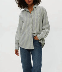 Michael Stars - Beau Oversized Button Down - seacrest Stripe - button - down - shirts - clothing - cotton