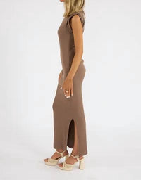 Michael Stars - Calliope Extended Sleeve Maxi Dress Ultra Rib - beige - clothing - cotton - blend