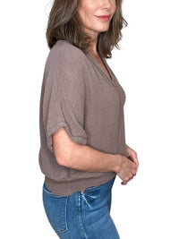 Michael Stars - Imani Cropped Dolman Sleeve Top - blouses - brown - clothing