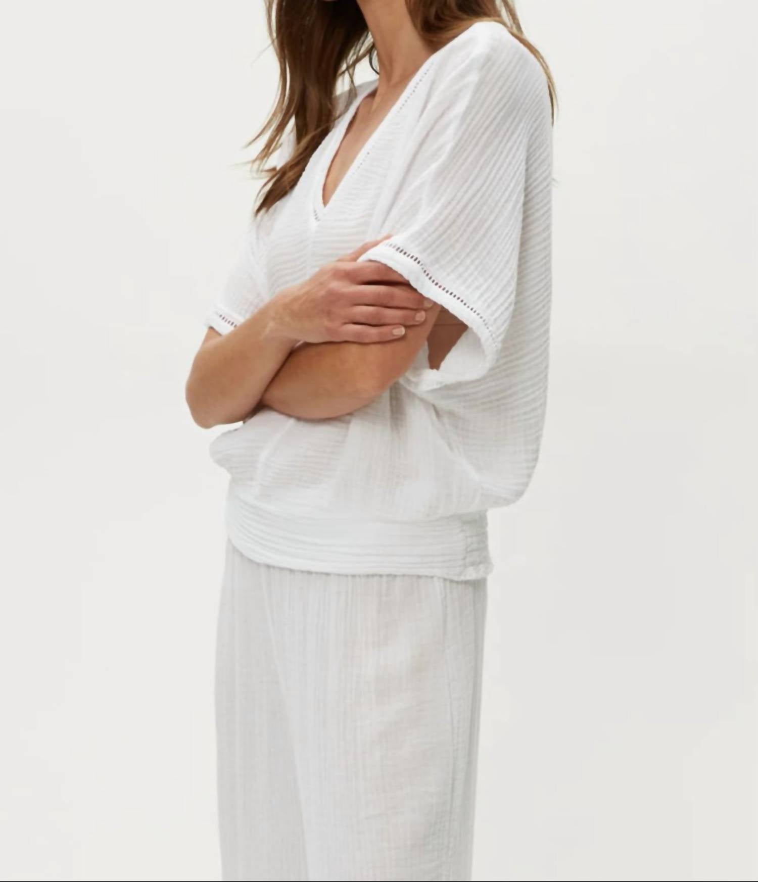 Michael Stars - Imani Cropped Dolman Sleeve Top - blouses - clothing - cotton