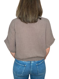 Michael Stars - Imani Cropped Dolman Sleeve Top - blouses - brown - clothing