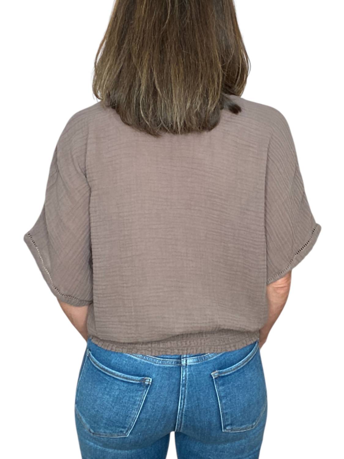Michael Stars - Imani Cropped Dolman Sleeve Top - blouses - brown - clothing