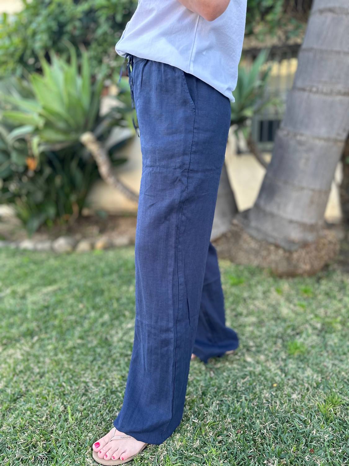 Michael Stars - Jules High Rise Pant - blue - clothing - linen