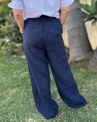 Michael Stars - Jules High Rise Pant - blue - clothing - linen