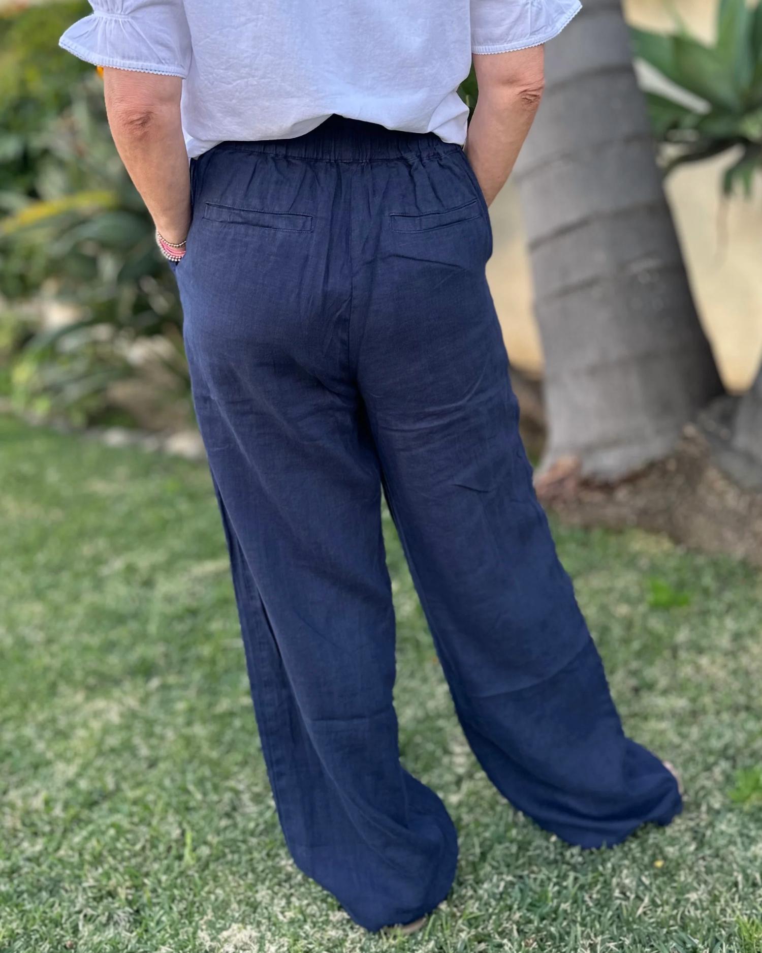 Michael Stars - Jules High Rise Pant - blue - clothing - linen
