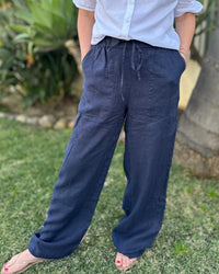 Michael Stars - Jules High Rise Pant - blue - clothing - linen