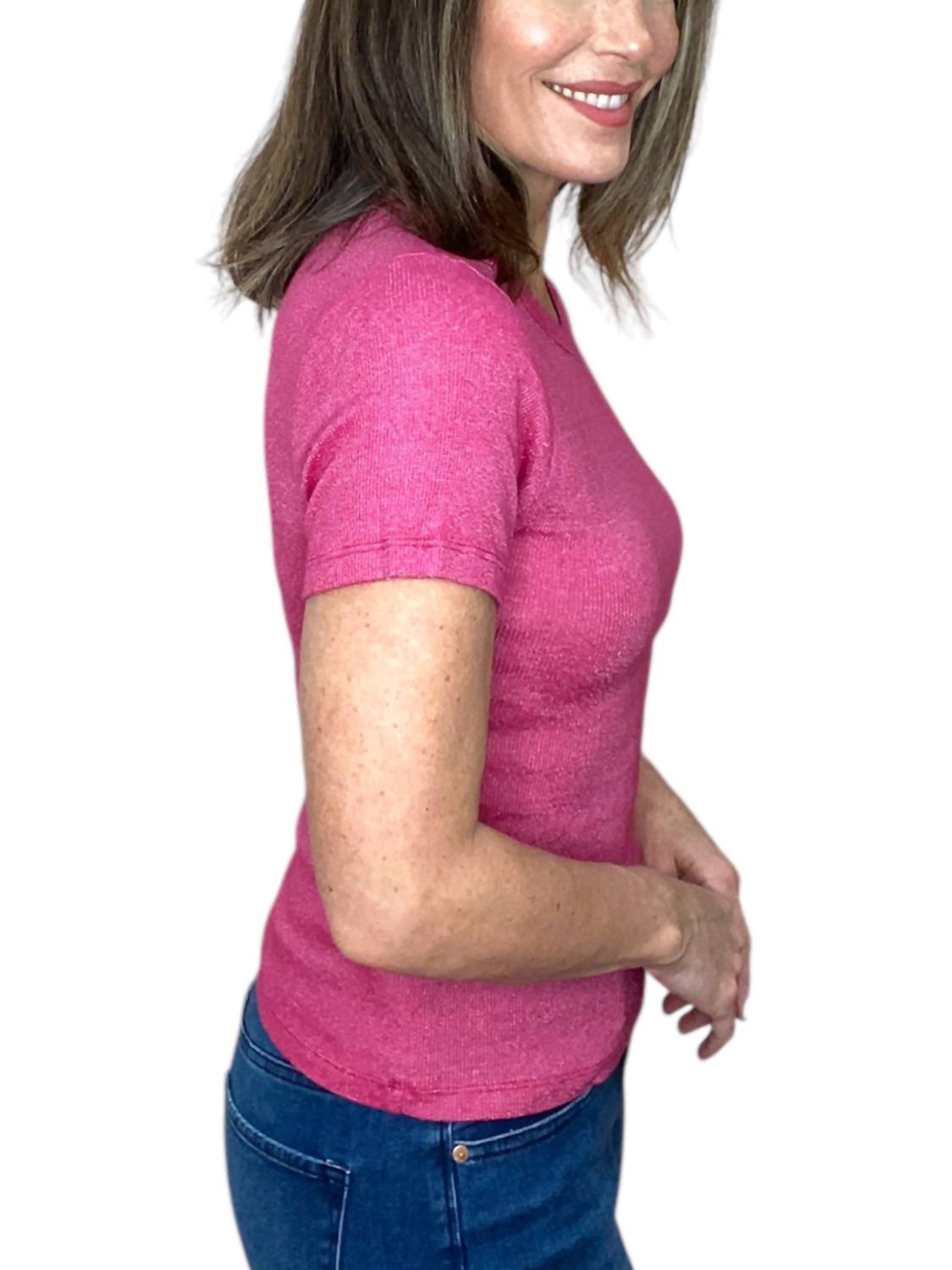 Michael Stars - Lani Crew Neck Tee - clothing - cotton - blend - pink