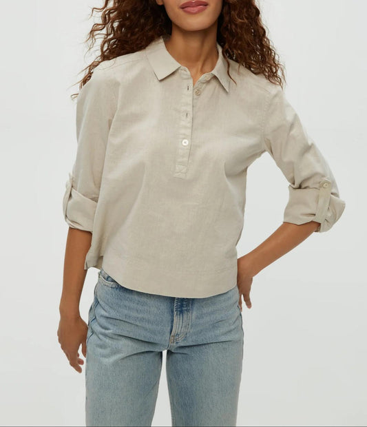 Michael Stars - Nat Collar Shirt - button - down - shirts - clothing - linen