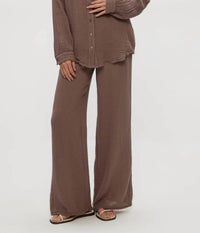 Michael Stars - Susie Smocked Waist Pant - brown - clothing - pants