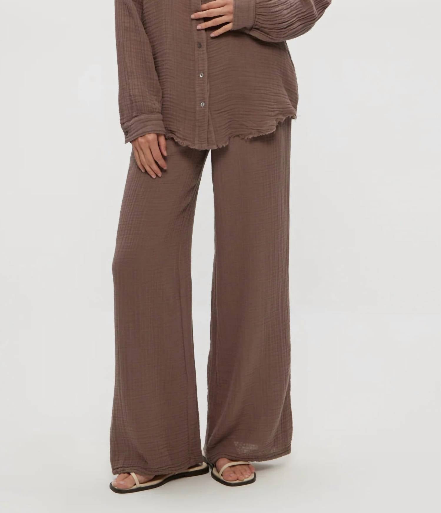 Michael Stars - Susie Smocked Waist Pant - brown - clothing - pants