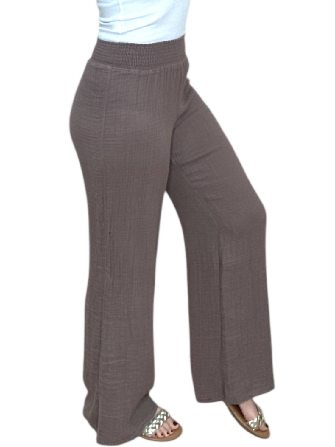 Michael Stars - Susie Smocked Waist Pant - brown - clothing - pants