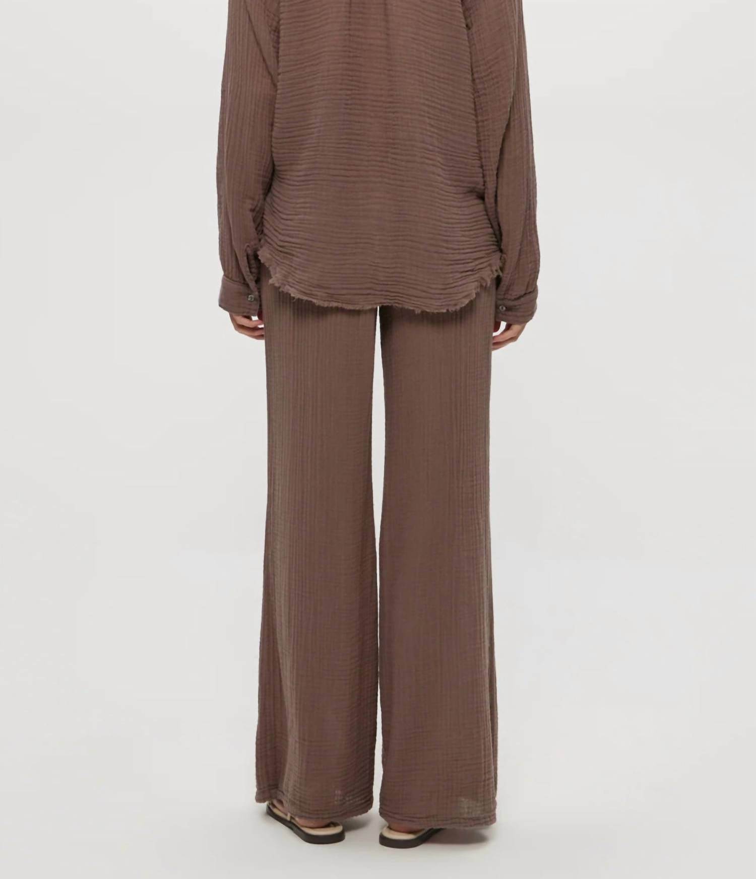 Michael Stars - Susie Smocked Waist Pant - brown - clothing - pants