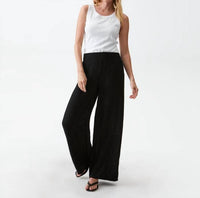 Michael Stars - Susie Smocked Wide Leg Pant - black - clothing - cotton