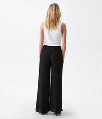 Michael Stars - Susie Smocked Wide Leg Pant - black - clothing - cotton