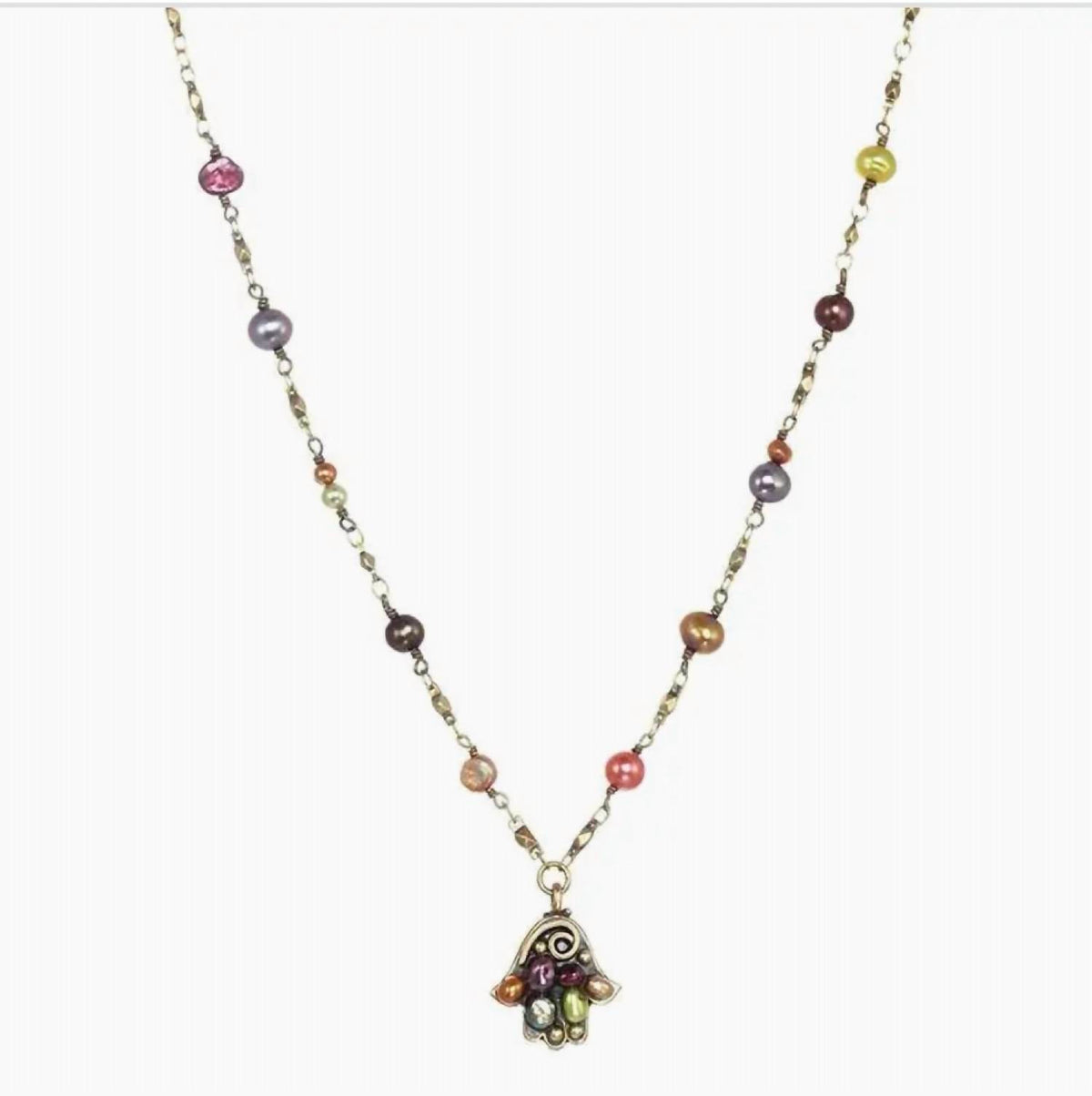 Michal Golan - Sunset Small Heart Hamsa Necklace